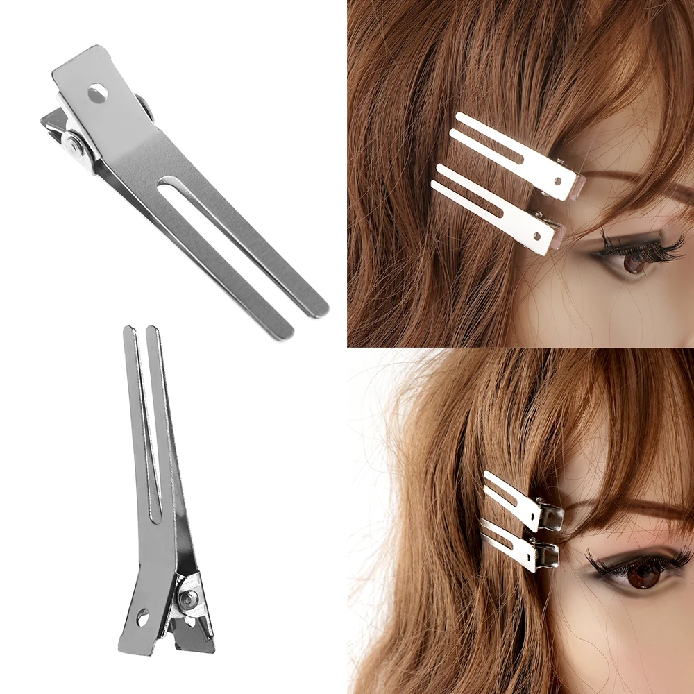 New 20Pcs Prong HairClip Hairdressing Double Hole Pin Barrette Curl Setting Section Hairpin Headwear Hair StylingToolAccessories