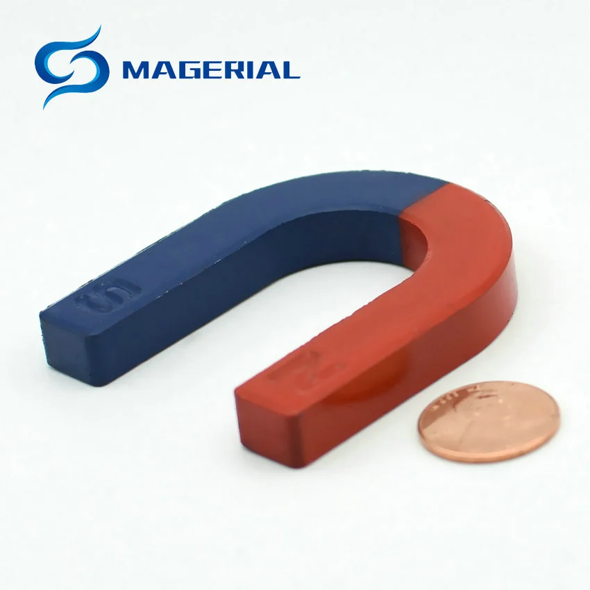 Ceramic Magnetic Teaching Tool Bar U Ring Shape Magnet Blue Red Paiting Children Education Student Magnet Poles Teller Horseshoe