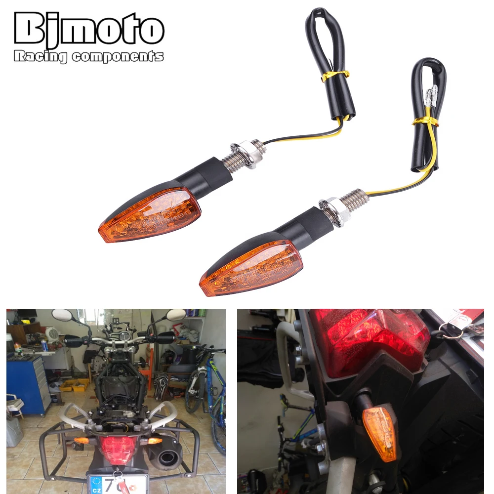 BJMOTO 2019 Universal Motorcycle LED Turn Signal Indicators Light Amber Blinker Light 12V 2W 14 led Motorbike Lamp Super Bright