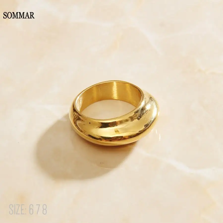 SOMMAR Xmas Gift Gold Plated size 6 7 8 rings for women for women Geometric ins Jewelry on the neck Jewelry for women