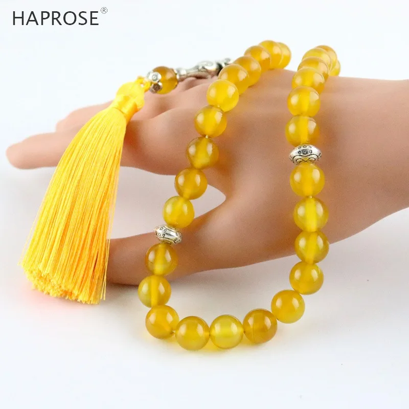 Original Natural Yellow Agate Stone Bracelet Tesbih Islamic Prayer Beads Prayer Beads Rosary Tasbih Muslim