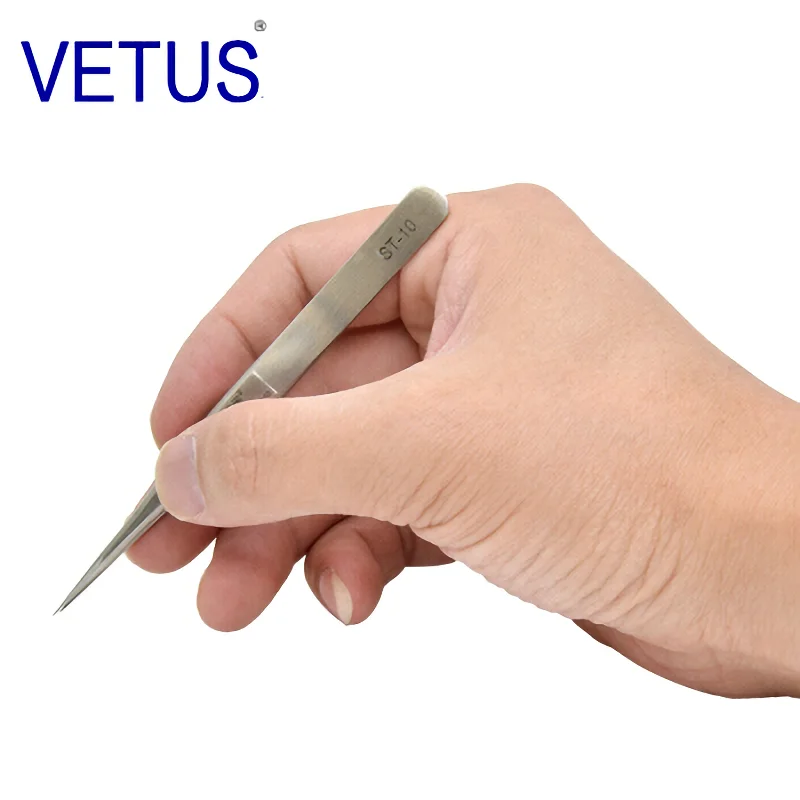 VETUS ST-10 (110mm) wysoka precyzyjna pęseta stal nierdzewna niemagnetyczne kwasoodporne szczypce rzęsy uroda narzędzia do Manicure