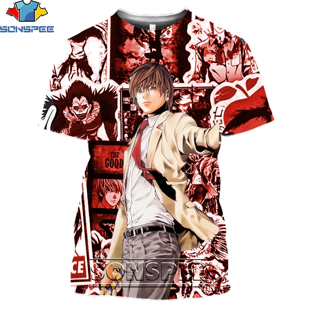 SONSPEE Anime Death Note Shinigami Ryuk Shirt 3D Printing Men Womens Summer Fashion Harajuku Man Oversize Tshirt Kids T-shirts