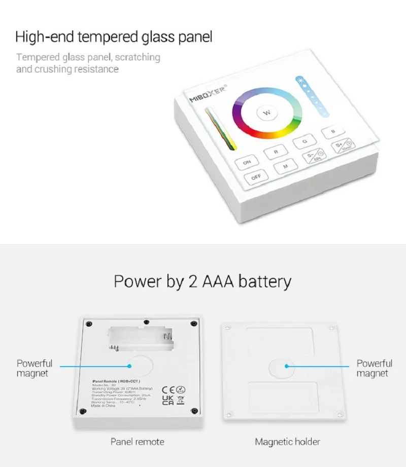 2.4GHz Wireless WIFI Touch Panel Dimmer/RGBW/RGB + CCT LED Smart Remote Controller Mi Light / MIBOXER B1 B2 B3 B4 B0 4Zone 8Zone