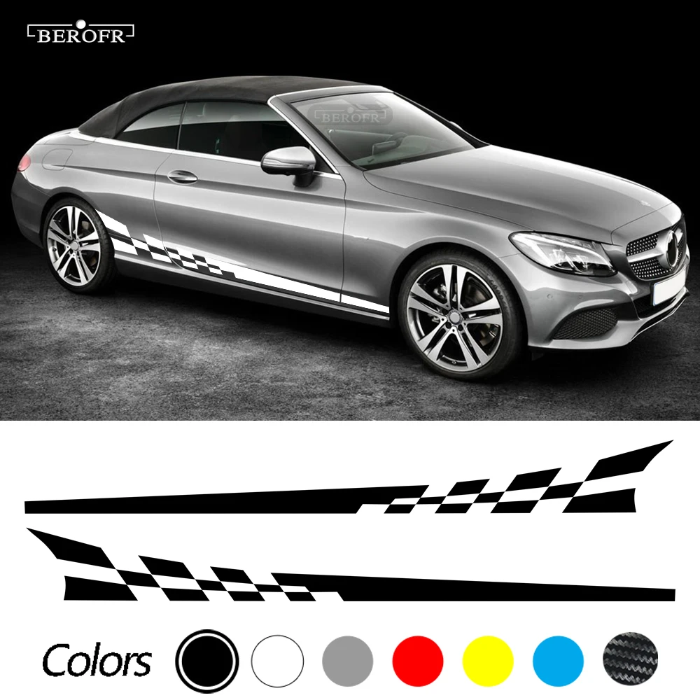 

Car Racing Sticker Door Side Skirt Decal for Mercedes Benz C Class 2019 W205 C180 C200 C260 C300 C43 C63 Coupe AMG Accessories