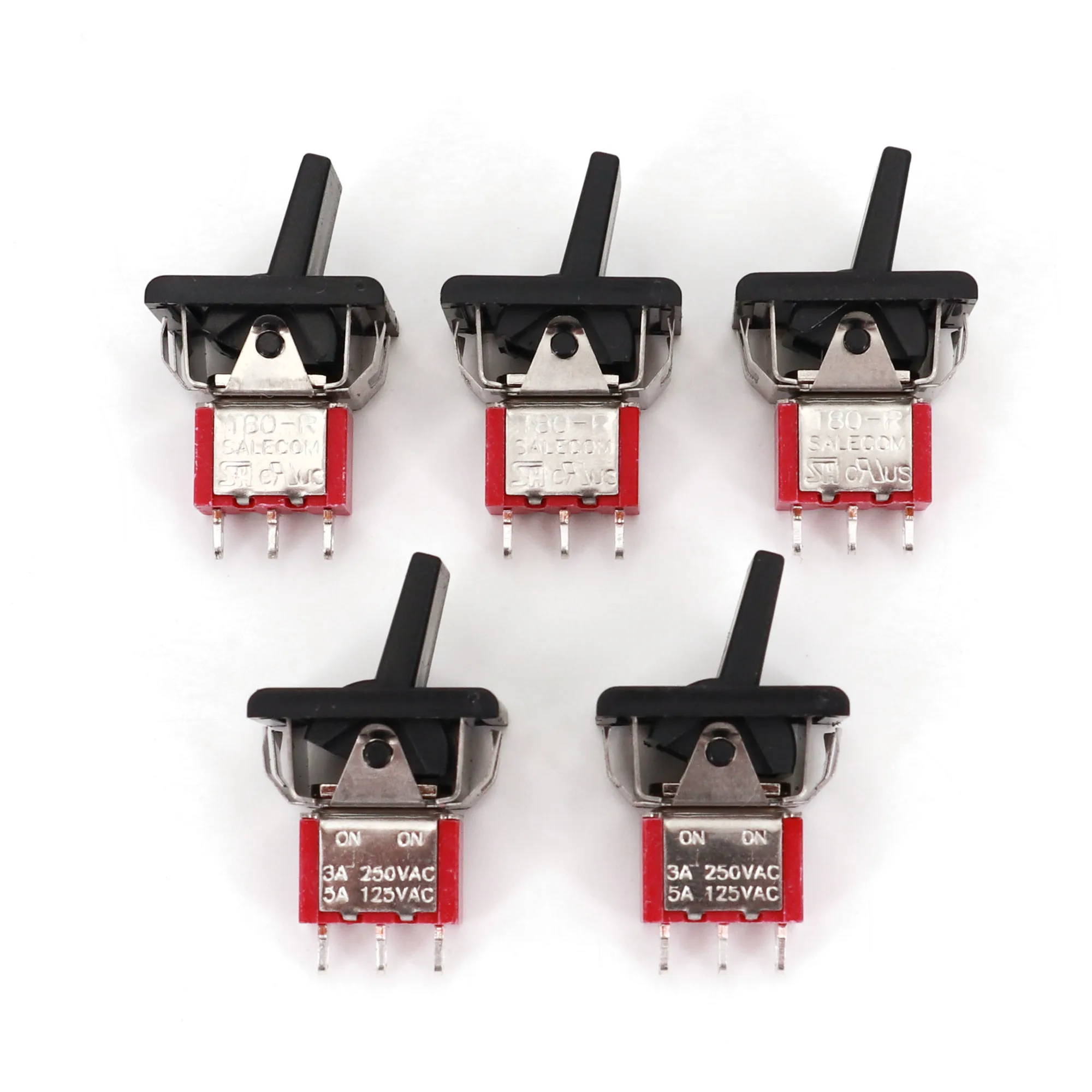 5Pcs SH T80-R Series R8015-P14 3Pin ON-ON 2-Position Mini Paddle Toggle Switch 5A/125VAC