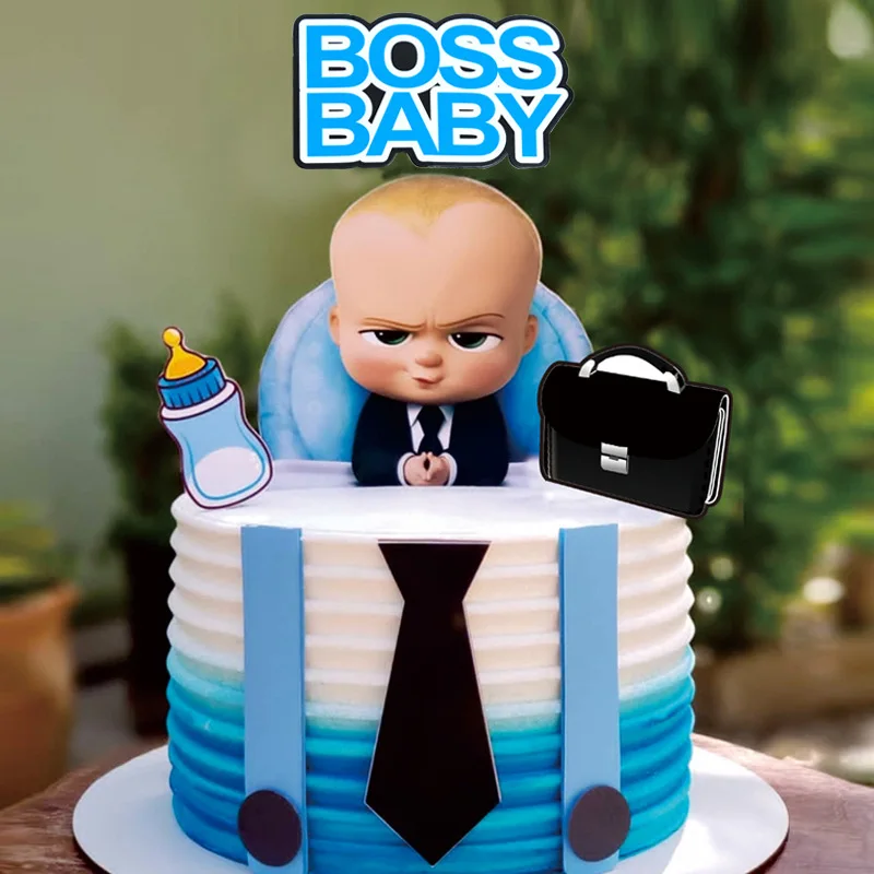 New Cartoon Boss Happy Birthday Cake Topper Cute Baby Boy Cupcake Toppers Baby Shower Boys Kids Birthday Party Cake Decorations