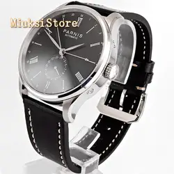 Men's luxury brand PARNIS 42mm GMT black dial stainless steel case leather Sea gull automatic mechanical sport watch