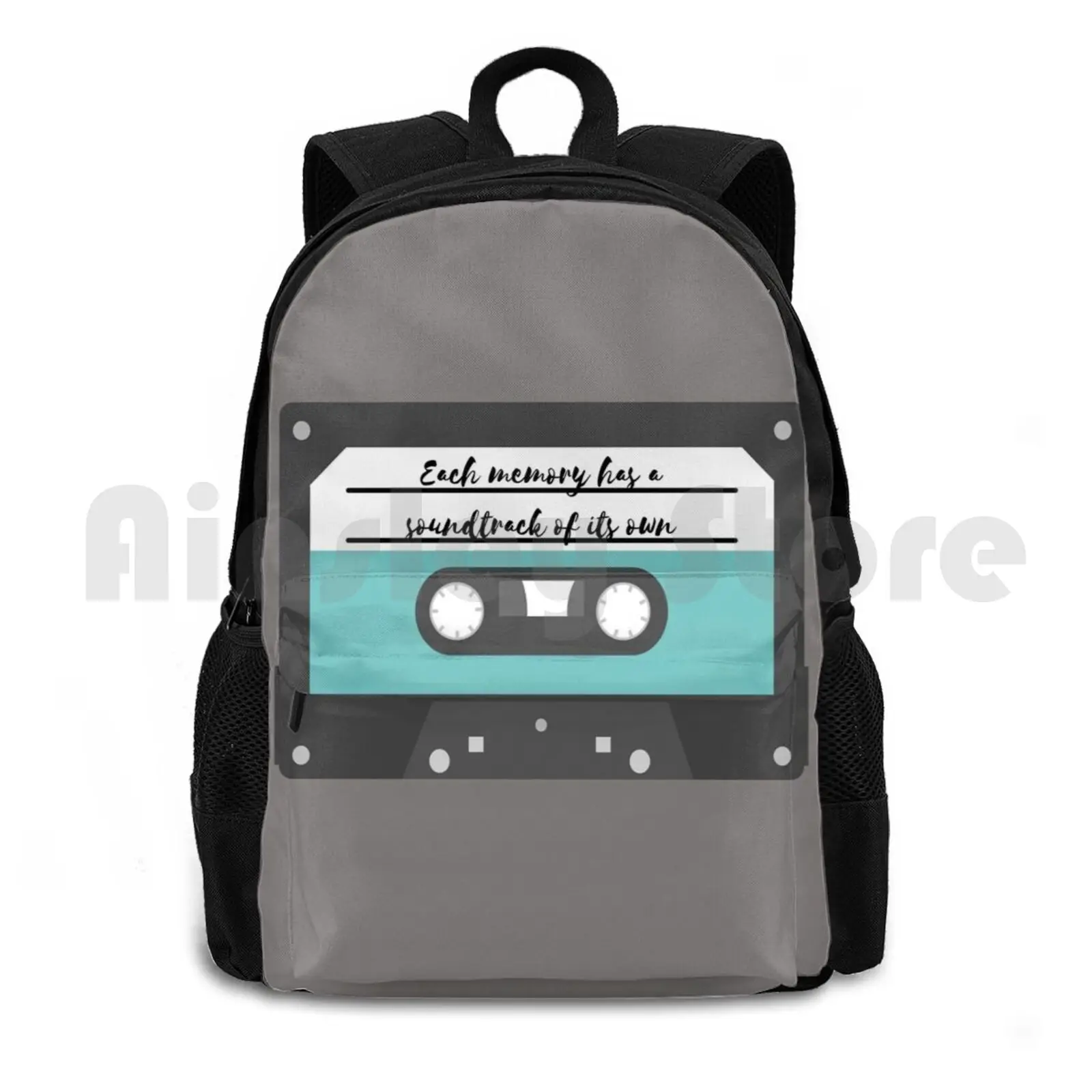 Rewind Outdoor Hiking Backpack Riding Climbing Sports Bag Cassette Music Headphones Pop Hip Hop Rnb Tape Quotes Memories Rewind