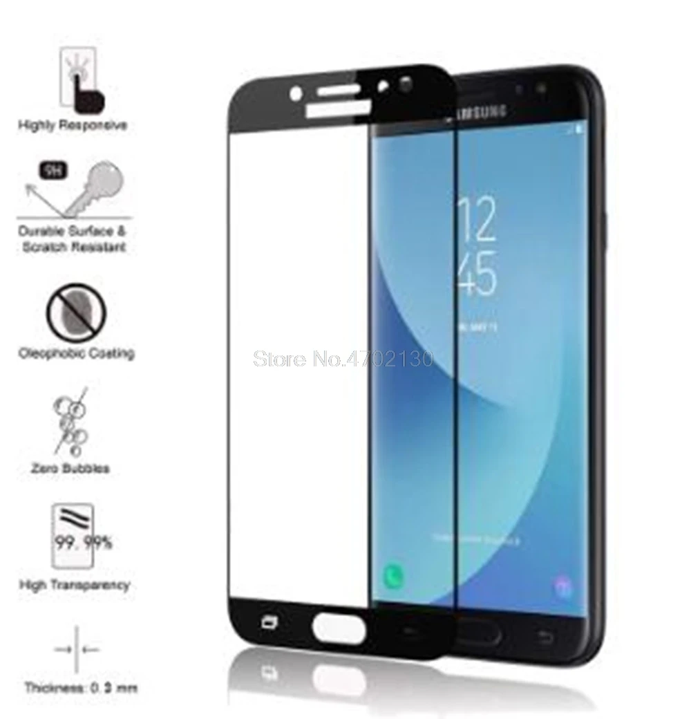 For Samsung Galaxy A5 A7 2017 A9 A6 A8 Plus 2018 Tempered Glass Full Cover Screen Protector Glass Tempered Protective Film