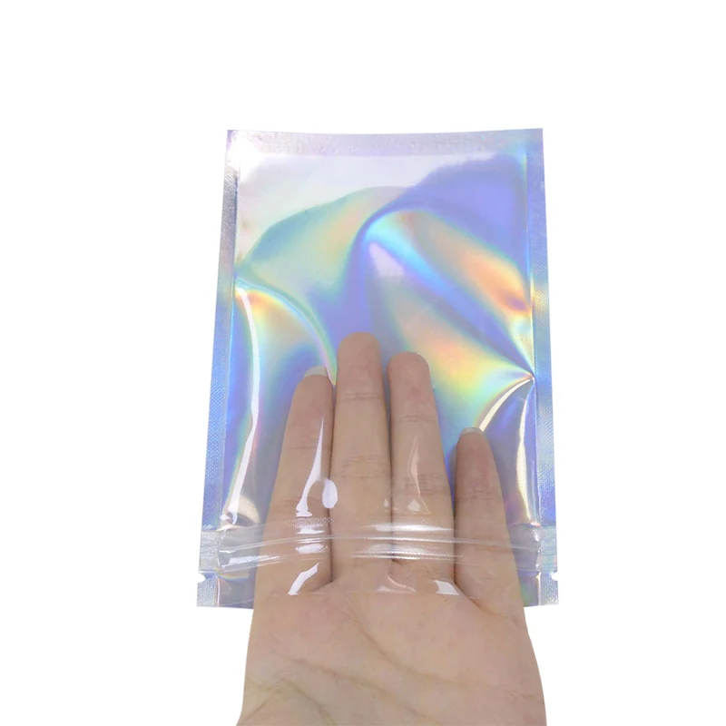 20pcs Iridescent Zip Lock Bags Pouches Cosmetic Plastic Laser Holographic Makeup Storage Bag Hologram Zipper Bags Gift Packaging