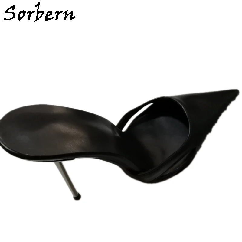 Sorbern-zapatos de tacón de aguja de 12Cm para mujer, tacones de Metal deslizantes con punta estrecha, talla Us10, Mules laterales huecos para fiesta, Sissy Lady Guys