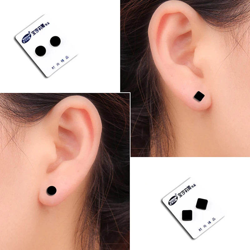 PunK Strong Magnet Magnetic Ear Stud Non Piercing Earring Fake Earring Gift 1 Pair