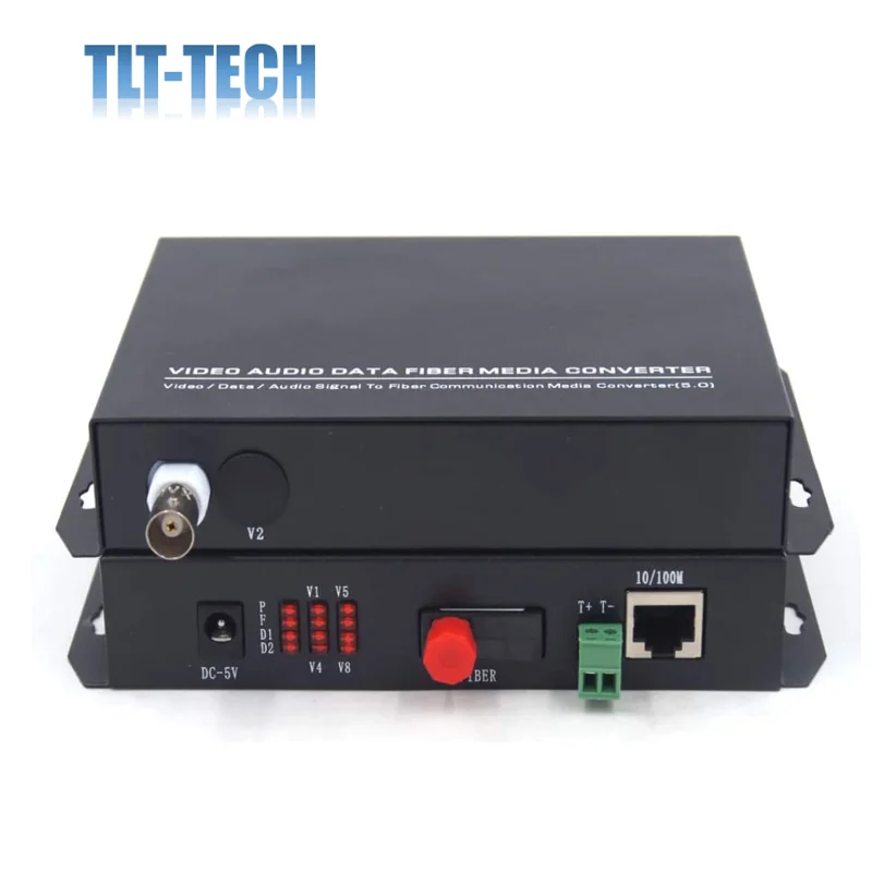 

1 Channel Video 10/100Mbps Ethernet Over Fiber Optic Media Converters, Single Singlemode Fiber up 20Km for Analog and IP Camera