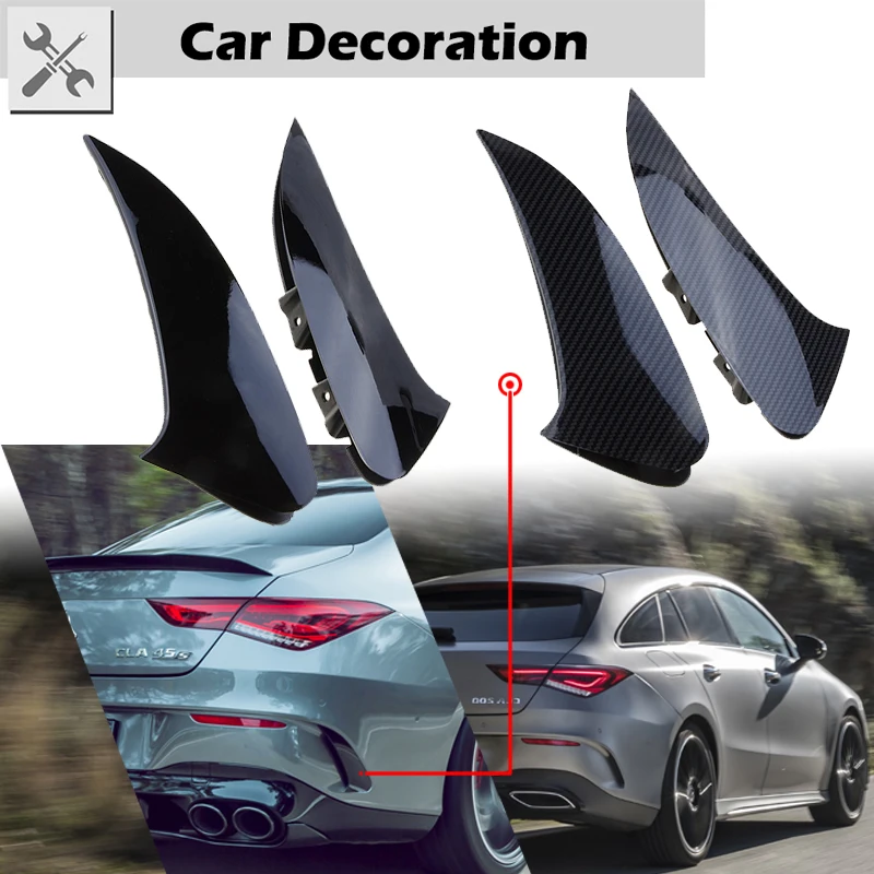 Car Rear Bumper Side Outlet Splitter Fins Spoiler Canards Fit For Mercedez Benz CLA Klasse C118 X118 CLA200 CLA220 CLA45 2019+