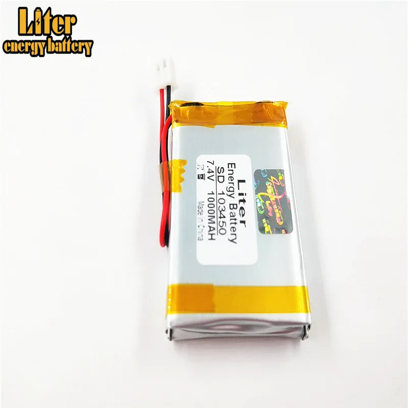 Złącze XH2.54-2P 7,4 V 1000 mAh 103450   Polimerowa bateria litowo-jonowa do miernika pola satelitarnego SATLINK TV WS-6933, WS-6923