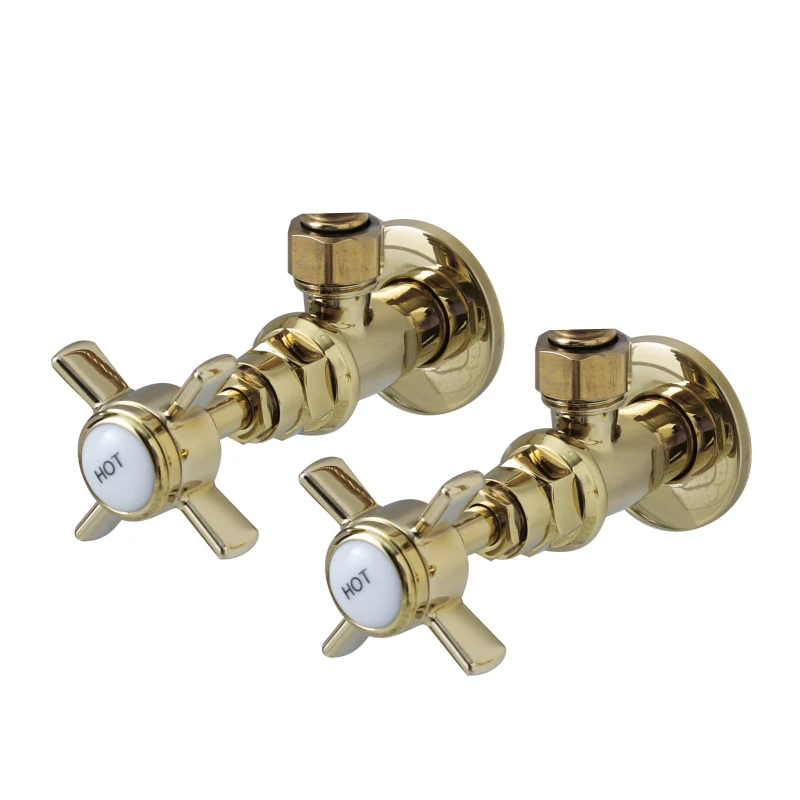 Bathroom Angle Filling Valve Faucets Gold Chrome Kitchen Cold Hot Mixer Tap Accessories Standard G1/2 Threaded Europe Style