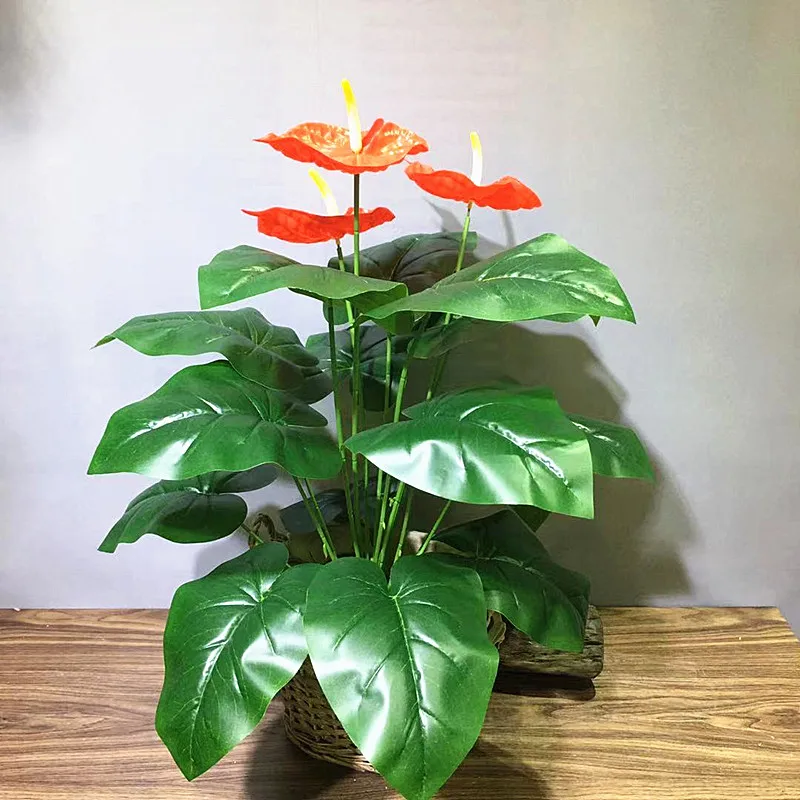 

70CM 18Fork Artificial Rare Anthurium Flower Indoor Green Plants Tropical Fake Immortal Flower Living Room Office Home Decor