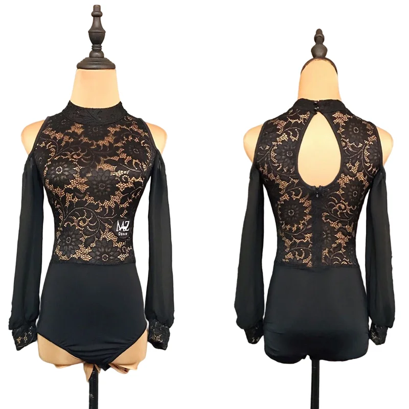 

Lace Latin Dance Tops Women Designer Clothes Stage Costume Black Salsa Dance Outfit Tap Dancewear Ballroom Practice Wear JL2505