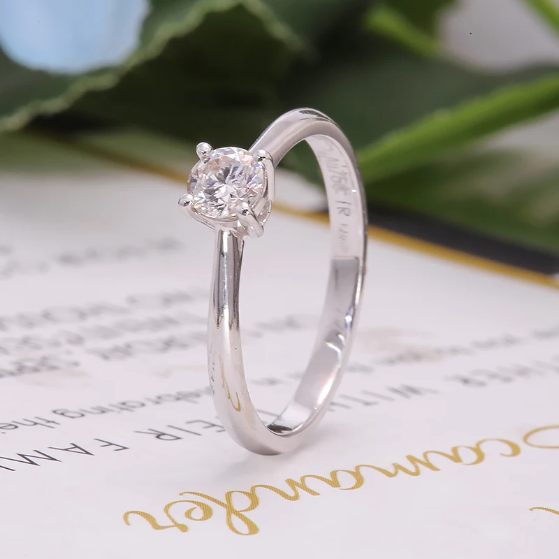 0.3ct 4mm Round Cut EF VVS1 CVD HPHT Lab Grown Diamond 14k Gold Ring Diamond Test Passed Fashion Girlfriend Women Christmas Gift