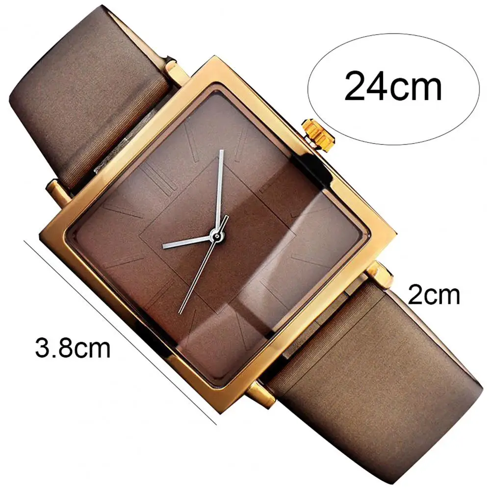 2021 New Watch No Numbers Style Comfortable to Wear Faux Leather Quartz Square Wrist Watch for Women Fashion Simple