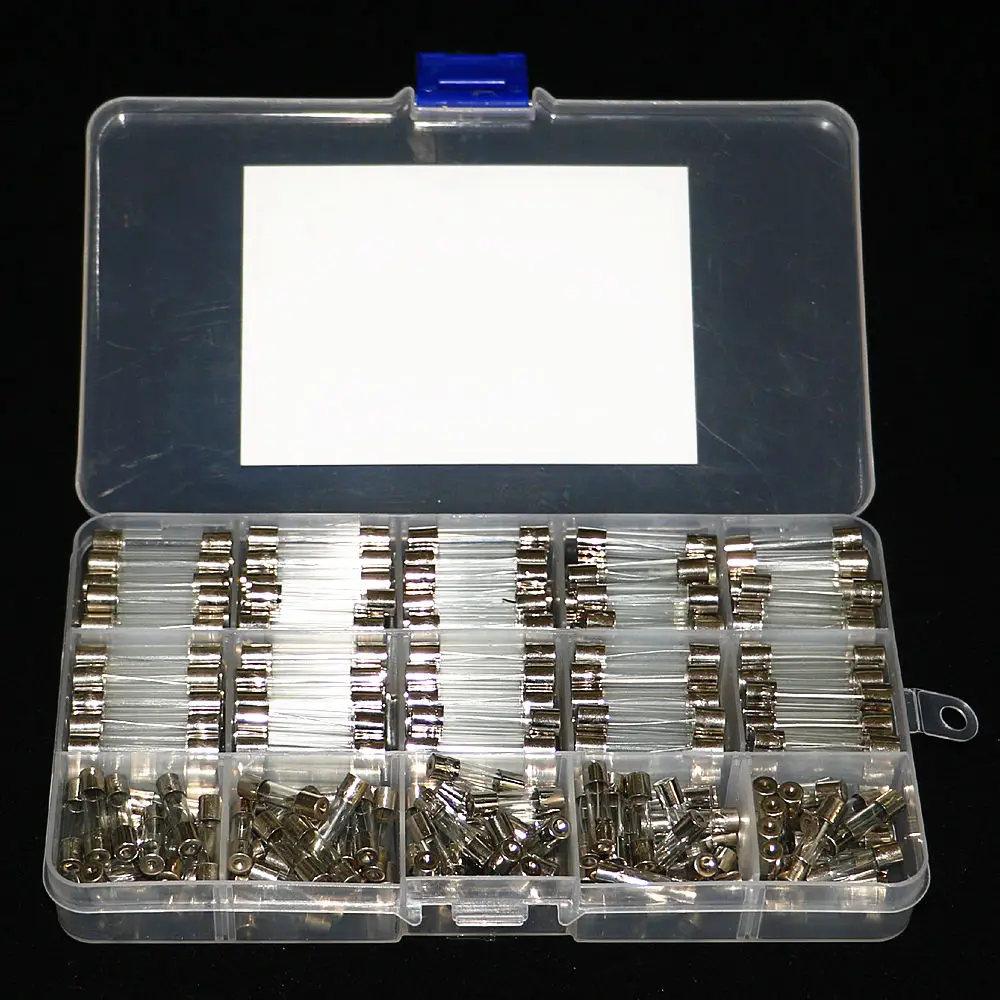 250Pcs/box Set Kit Glass Fuses 5x20mm 6x30mm Fuse Assorted Kits Quick Blow Glass Tube Fast-blow Glass Fuses 1-20A 250v