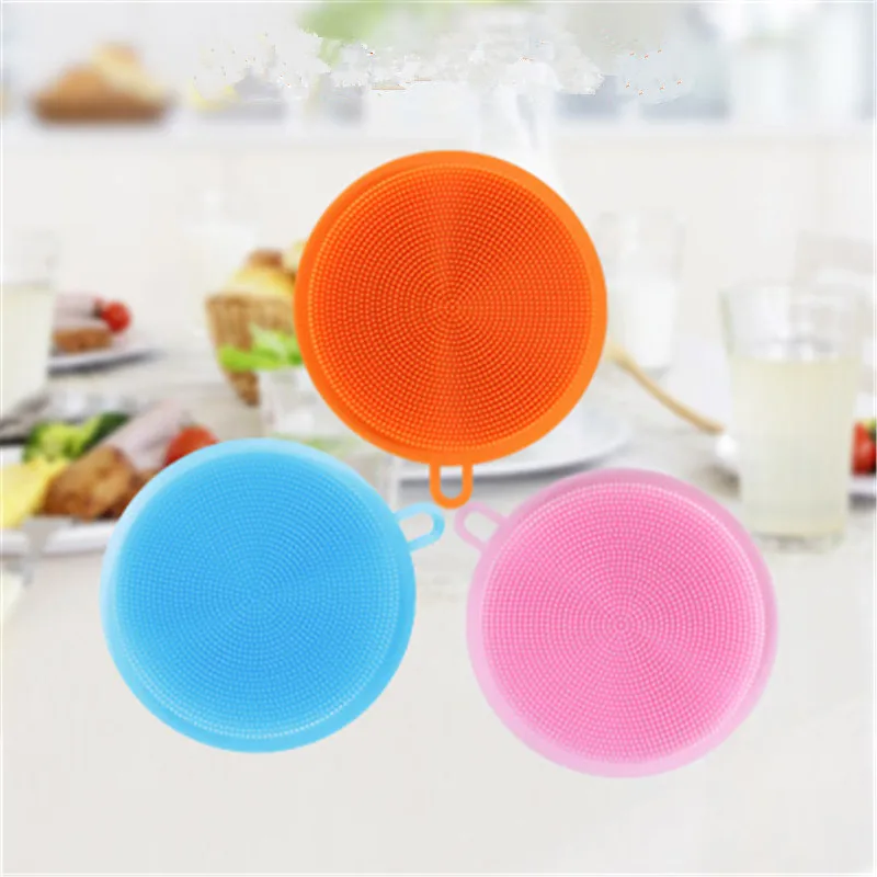 6Pcs Silicone Cleaning Brushes Soft Silicone Scouring Pad Washing Sponge Dish Bowl Pot Cleaner Washing Tool Kitchen Accessories