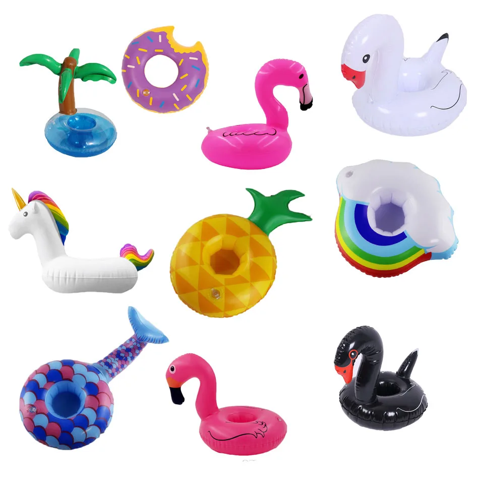 10 Pcs Inflatable Flamingo Cup Holder Pool Drink Holder Swimming Pool Toys Unicorn Donut Float Toy Pool Game Party Accessories