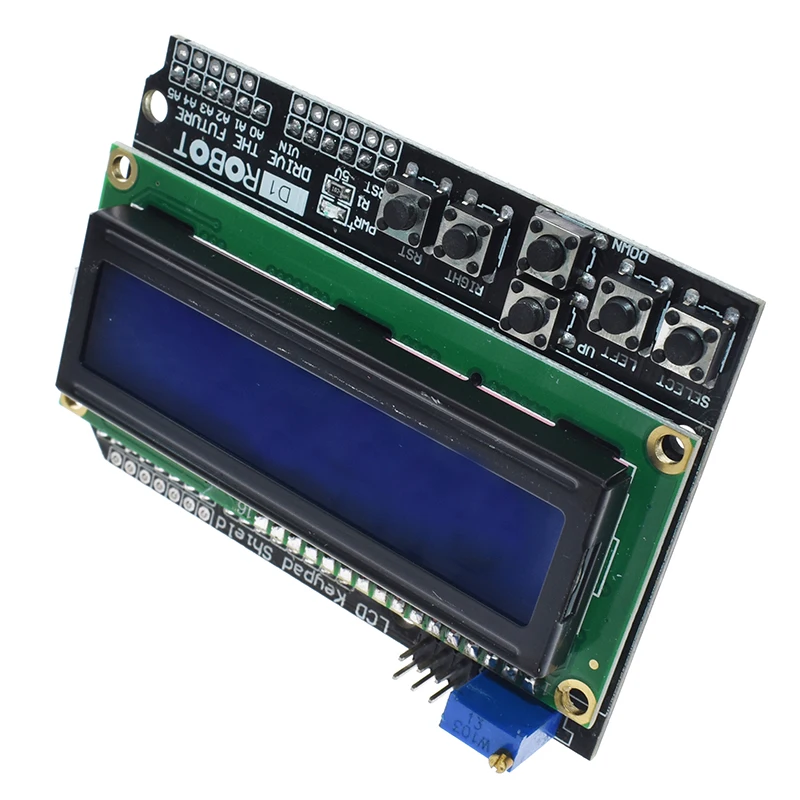 Bouclier de clavier LCD LCD1602, Module d'affichage 1602 pour Arduino ATMEGA328 ATMEGA2560 raspberry pi UNO, écran bleu, 1 pièce