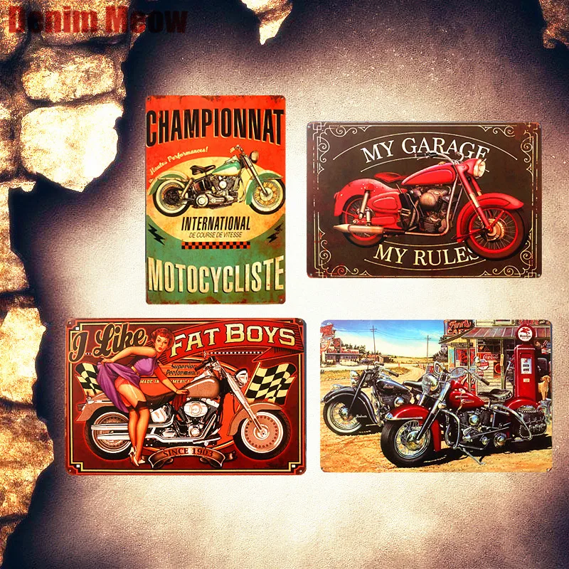 

Free Shipping Championship Vintage Home Decor Metal Plates Cafe Bar Motorcycle Decorative Signs Garage Rules Wall Stickers MN92