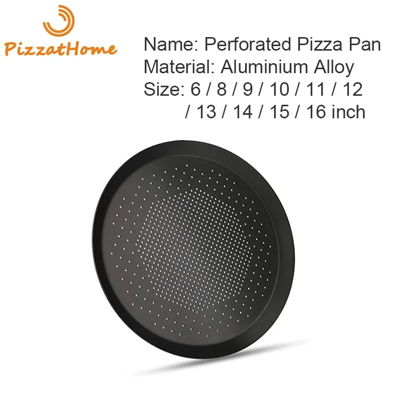 PizzAtHome 6 to 16 inches Pizza Pan Perforated Aluminium Alloy Non-stick Plate Deep Dish Bakeware Round Pizza Tray Baking Tool