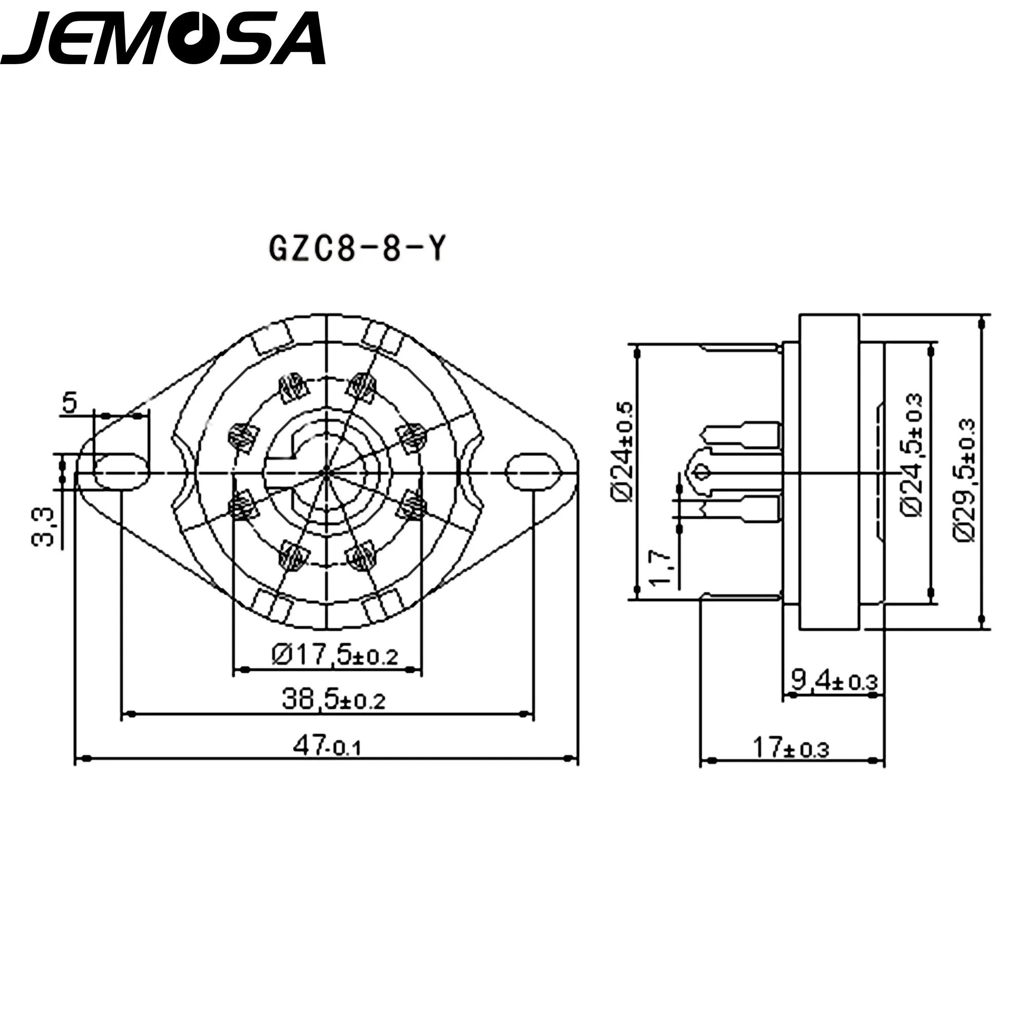 8Pin Ceramic Tube Socket GZC8-8-Y PCB Mount Electron Tube 5B254 7N7 4P1S 2J27 EBL21 ECH21 Vacuum Tube Amplifier Audio HIFI DIY