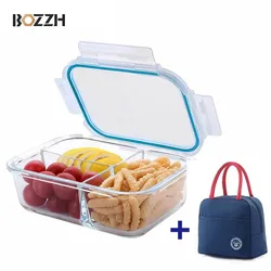 BOZZH Glass Bento Lunch Box Microwavable Bento Box With Thermal Bag Food Container StorageFood Bento BoxTupper Cristal Meal Prep