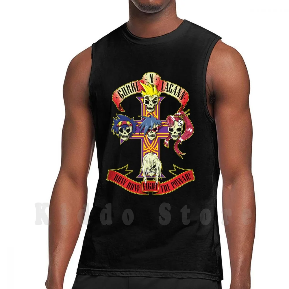 Gurren Lagann Cross Tank Tops Vest Sleeveless Gurren Lagann Kamina Simon Kittan Yoko Viral Anime Manga Music