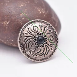 10pcs 25mm Retro Silver Flower Engraved Black Bead DIY Leathercraft Western Belt Purse Accessories Leather Concho Screwback