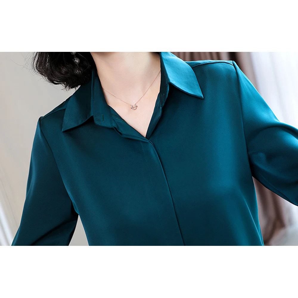 Classic Style Fashion Woman Blouses 2024 Elegant Office Lady Solid Satin Shirts Casual Female Basic Tops Outwear Clothing Blusas