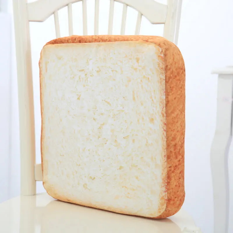 40*40CM Home Bakery Shop Decoration Creative Toasted Bread Pillow Plush Toy Cute Soft White Bread Cushion Birthday Gift