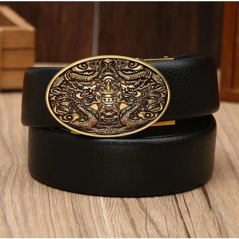 Men's leather belt solid color paint surface multi-style automatic buckle belt business casual versatile belt