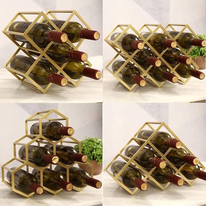 Simple Diamond Wine Rack Display Lattice Wine Cabinet Metal Lattice Customized Red Wine Rack Creative Wine Cabinet