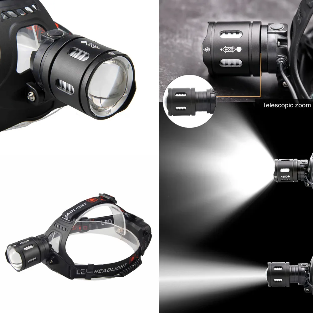 Mạnh Mẽ XHP70.2 XHP50.2 Đèn Pha Led Zoom Đầu Đèn Đèn Pin Đèn Pin 18650 Pin Sạc USB Câu Cá Lồng Đèn