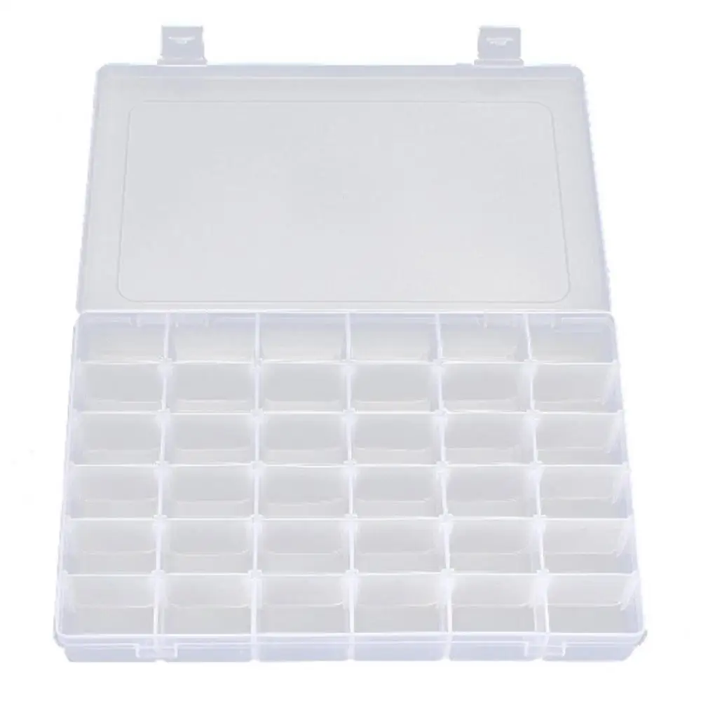 1 pièces boîte de rangement en plastique Transparent carré 36 fente réglable pour Pils bijoux perles boucle d'oreille organisateur