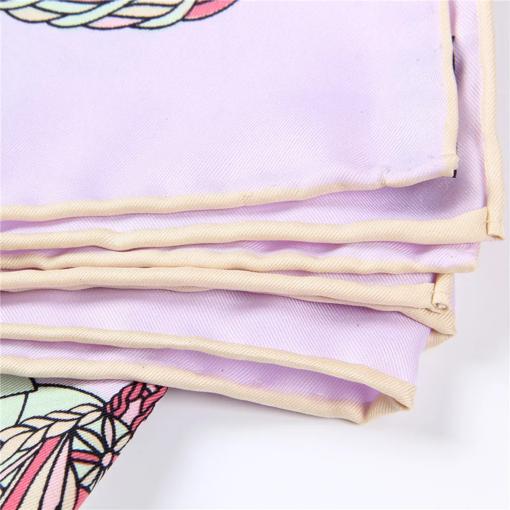 Manueller handgerollter Twill-Seidenschal für Damen, Paukendruck, quadratische Schals, Echarpes, gekräuselte Foulards, Femme, Wickeltuch, Bandana, Hijab, 90 cm – Detail 14