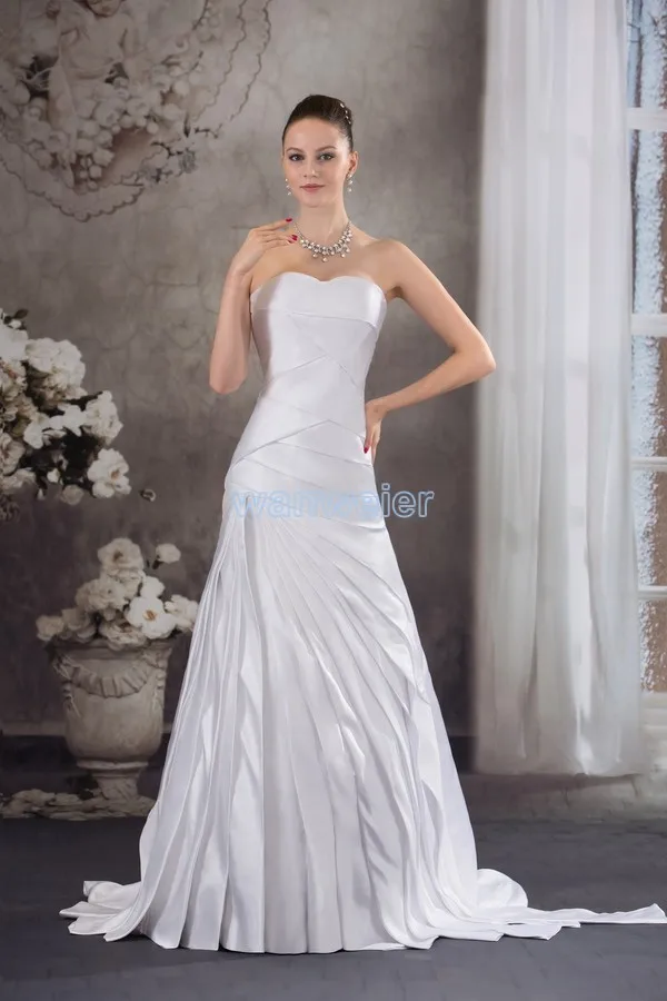 Il trasporto libero 2014 nuovo stile bianco nuziale fatto a mano personalizzato brautkleid drappeggiato sweetheart ball gown lace up kleider abiti da sposa