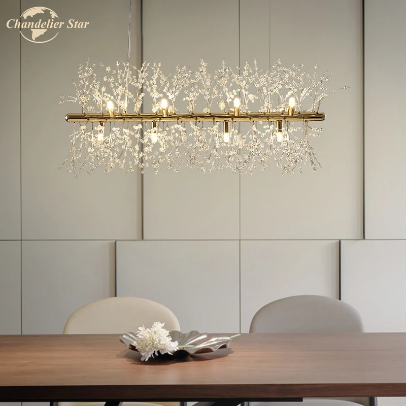 Dandelion LED Chandeliers Lighting Modern Crystal Pendant Chandeliers Lighting Fixture Lamp for Living Room Kitchen Bedroom