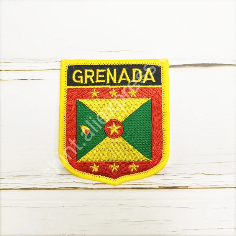 Grenada National Flag Embroidery Patches Badge Shield And Square Shape Pin One Set On The Cloth Armband   Backpack  Decoration