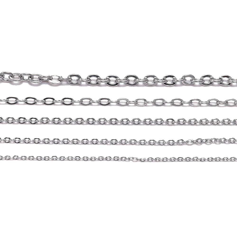 5M/Lot 1.2 1.5 2.0 2.4 3.0 mm Stainless steel Link Chain Bulk Necklace Chains For Jewelry Making Findings Supplies Accessories