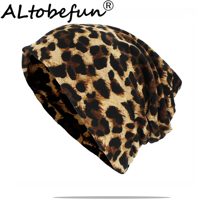 ALTOBEFUN Multifunction Men Women Winter Autumn Hat Leopard Teenager Boy Girl Thin Scarf Adult Skullies Beanies Soft Cap AHT183