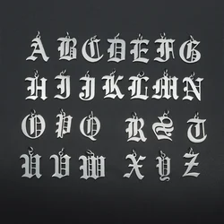 10pcs/lot 316 Stainless Steel Old English Letter Charm Wholesale A-Z Alphabet DIY Jewelry Charms for Bracelet Necklace Making
