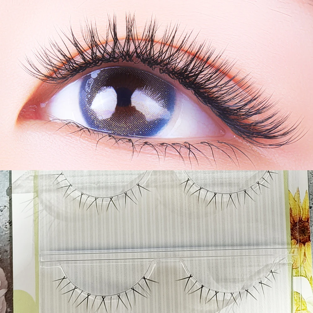 

Natural Look Thin Korean Lower Eyelashes Set Lower False Eye Lashes Under Eyelash Extension V Shape Wiwpy Short Daily Nude