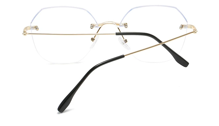 Ultraleichte rahmenlose Polygon-Blaulicht-blockierende Myopie-Brille, fertige Damen-Brille mit übergroßen Dioptrien, 0–0,5–1,0 bis –4,0 – Detail 10
